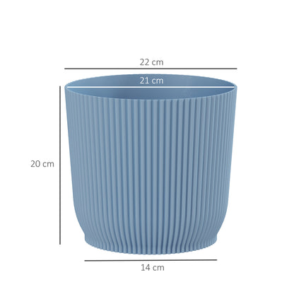 Set of 2 Round Plant Pots Outdoor 22cm for Garden Decoration, Blue