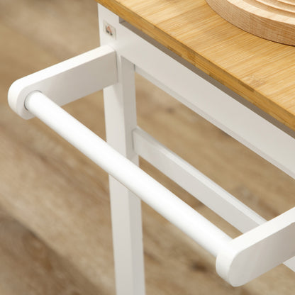 Bamboo Breakfast Cart with Drop Leaf Table and 2 Stools