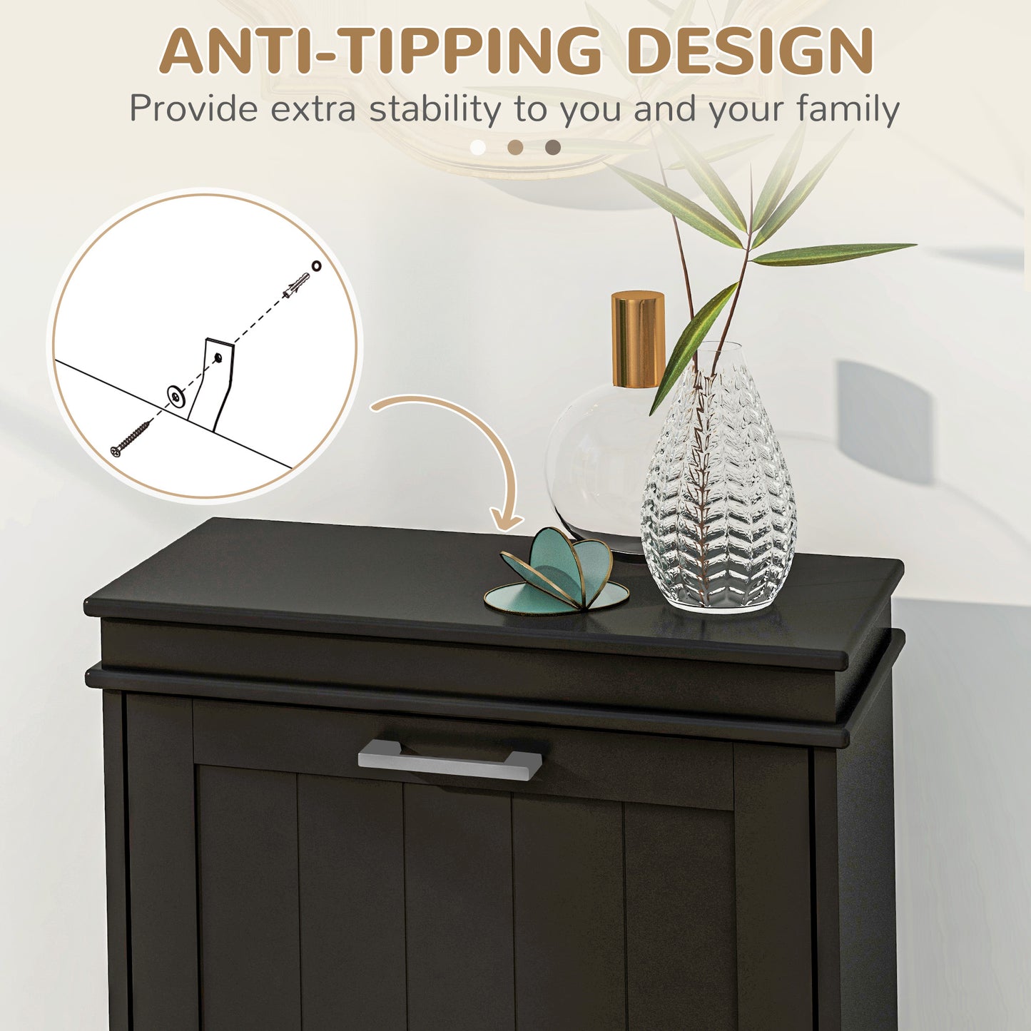 Slim Shoe Storage Cabinet with 2 Flip Drawers for Entryway, Black
