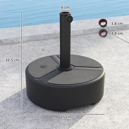 Round Garden Parasol Base, Sand/Water Filled Parasol Stand, Black