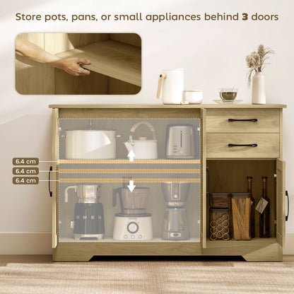 Sideboard with Soft-Close Doors, Modern Storage Cabinet Natural