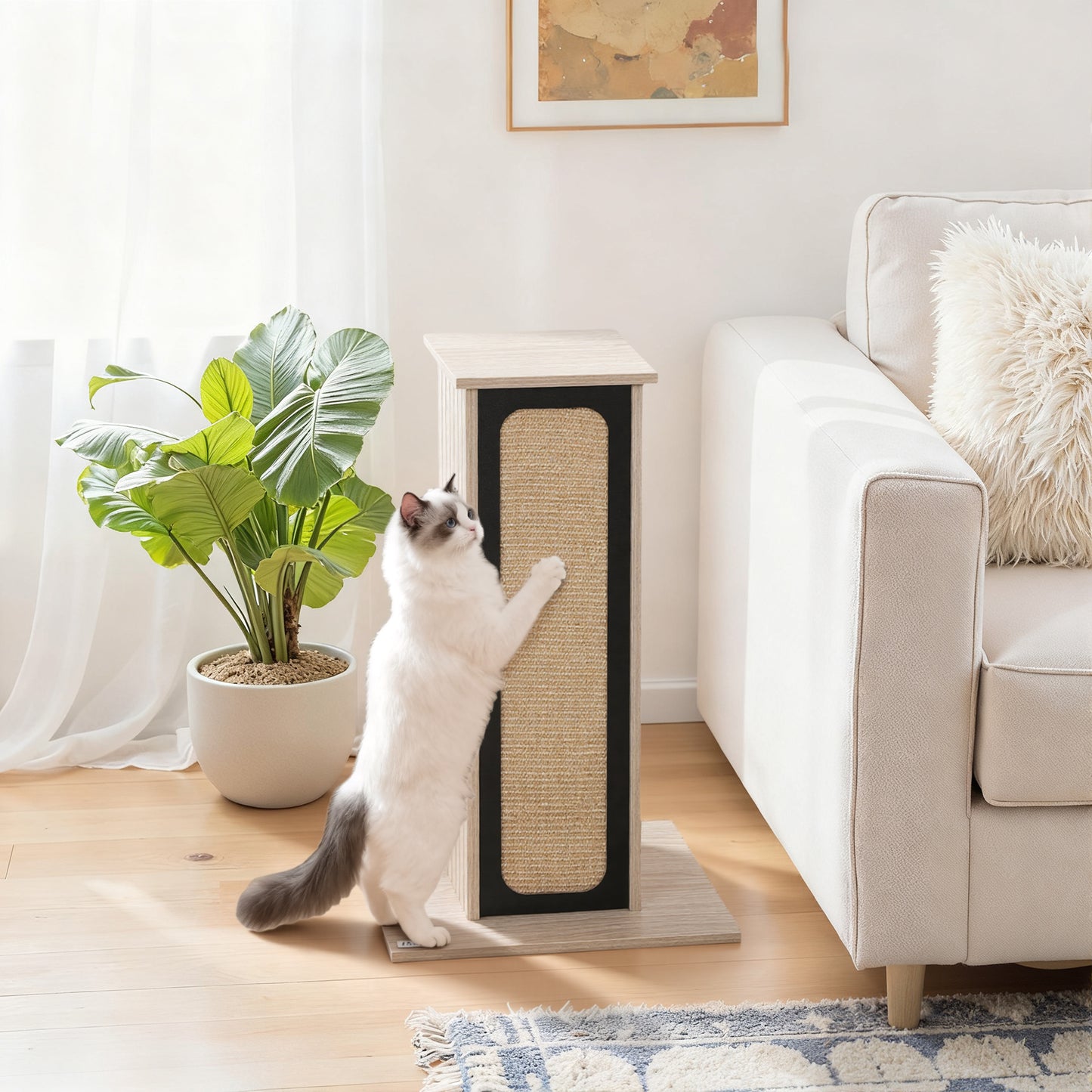 63cm Cat Scratching Post, Scratcher w/ Replaceable Scratching Board
