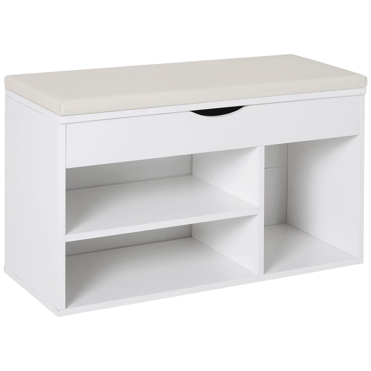 Wooden Shoes Cabinet Bench Hidden Storage Padded Seat Organiser White