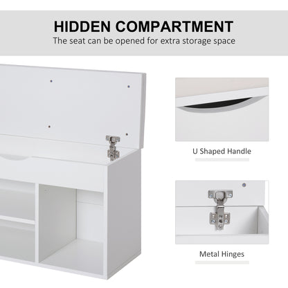 Wooden Shoes Cabinet Bench Hidden Storage Padded Seat Organiser White
