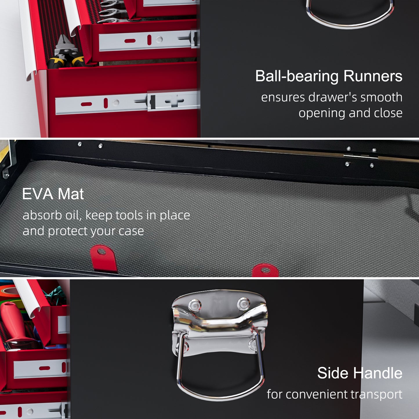 Lockable Metal Tool Chest w/ 6 Drawer, Ball Bearing Runners, Red