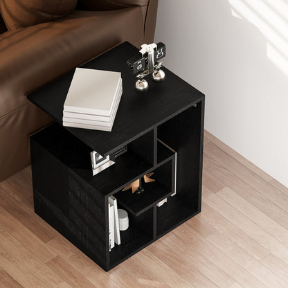 3-Tier Side End Table Open Shelves Storage Magazine Desk Black