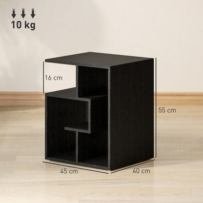 3-Tier Side End Table Open Shelves Storage Magazine Desk Black