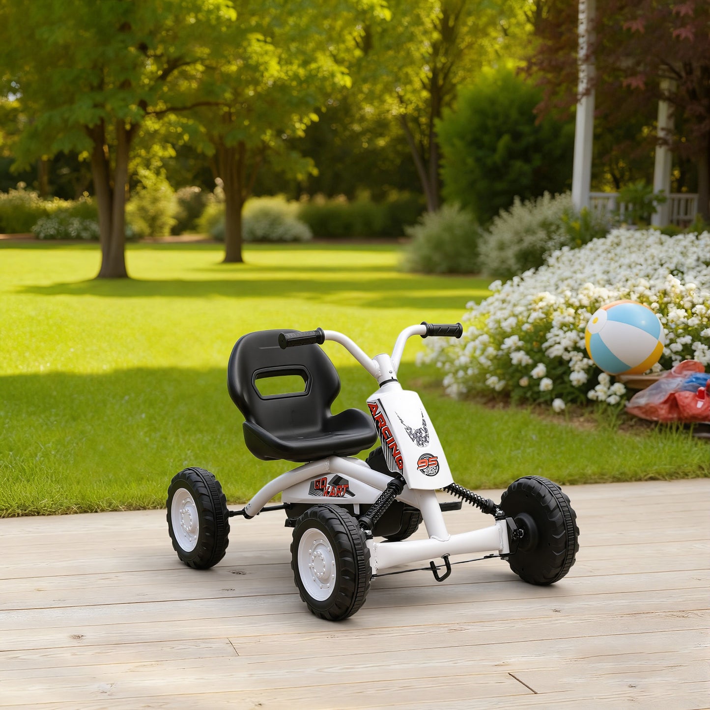 Pedal Go Kart, Go Kart for Kids Ages 2-5 Years, White