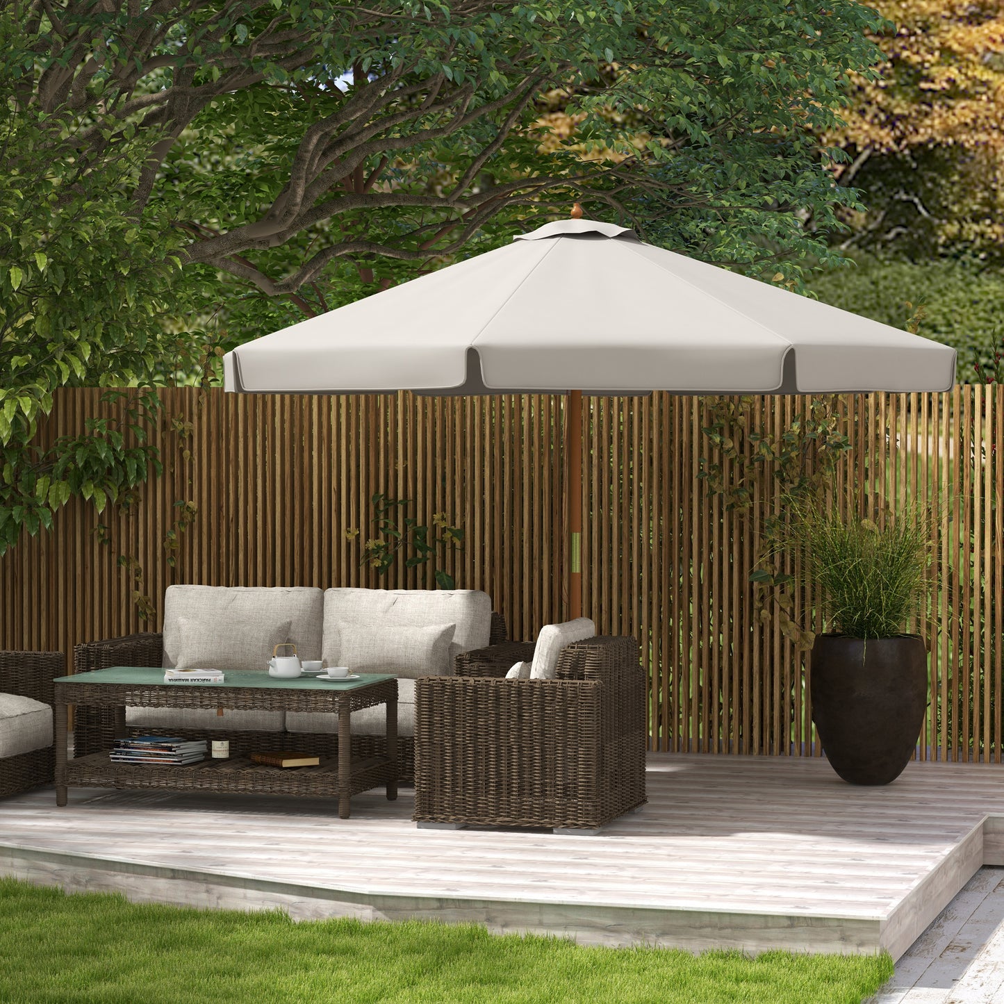 Garden Parasol Patio Umbrella with Ruffles Grey