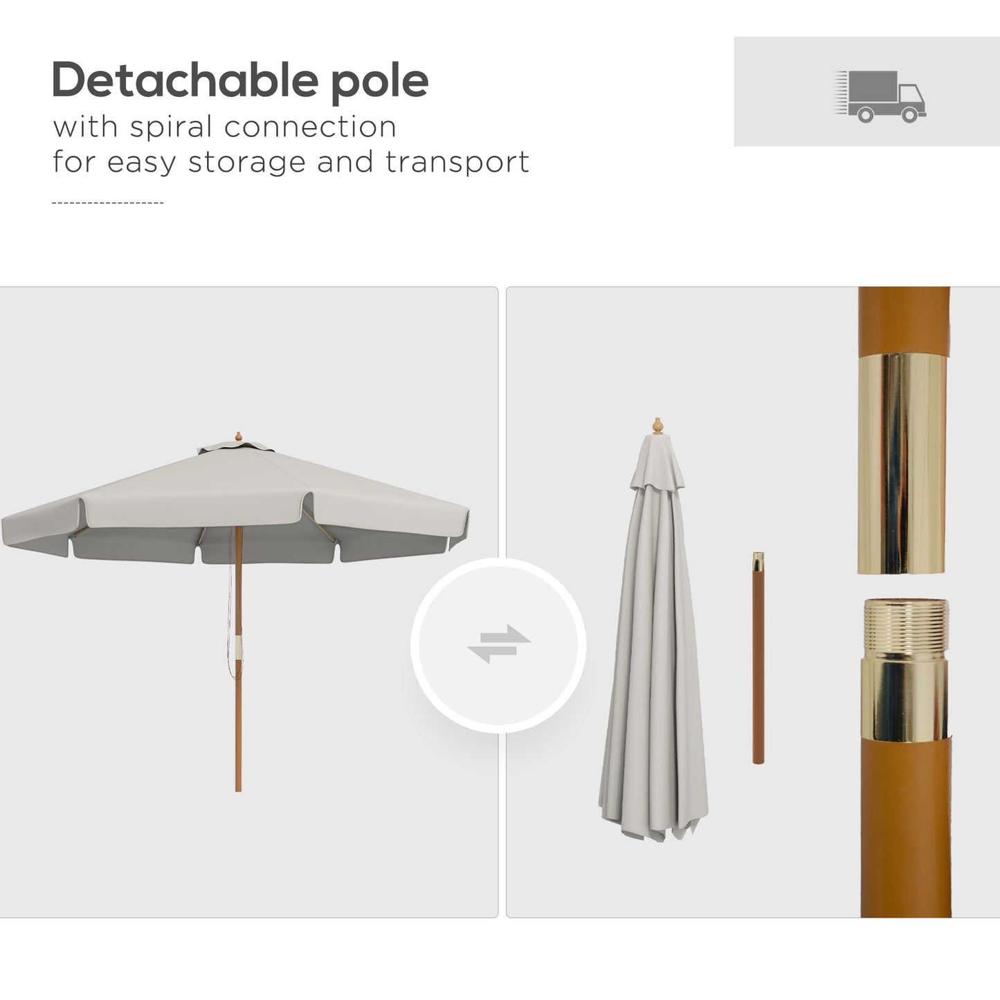 Garden Parasol Patio Umbrella with Ruffles Grey