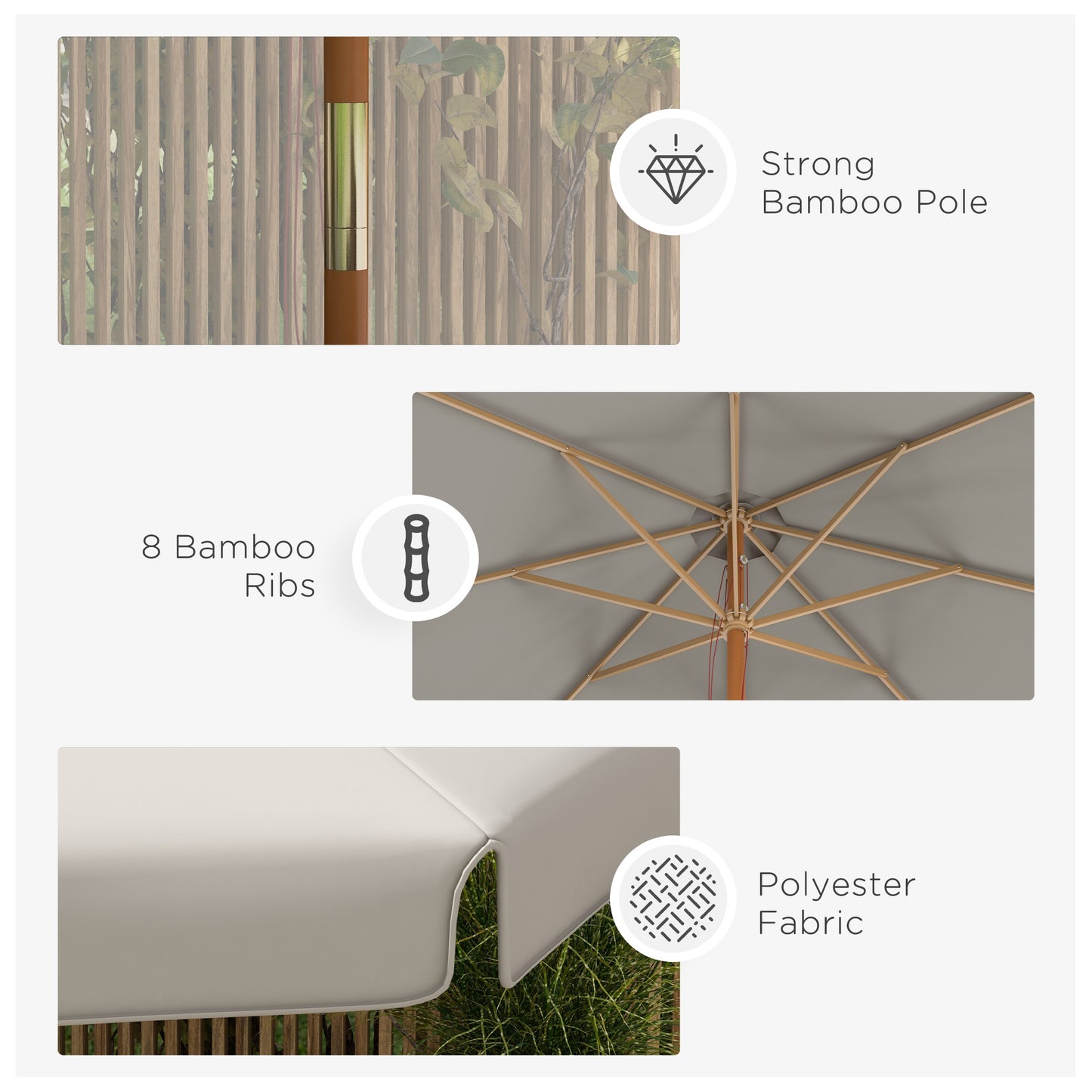 Garden Parasol Patio Umbrella with Ruffles Grey