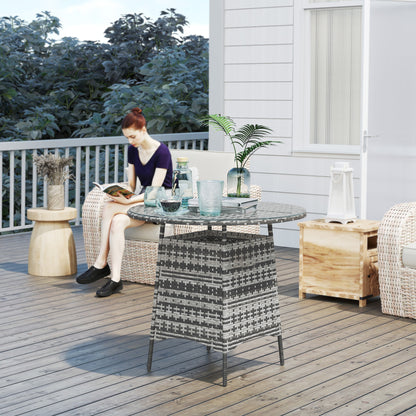 Patio Furniture Rattan Garden Table with Umbrella Hole, Grey