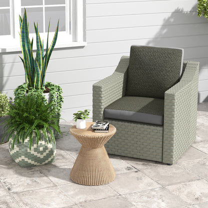 Set of 2 Outdoor Seat Cushion with Fabric and PE Rattan Cover, Grey
