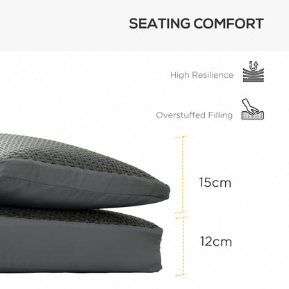 Set of 2 Outdoor Seat Cushion with Fabric and PE Rattan Cover, Grey