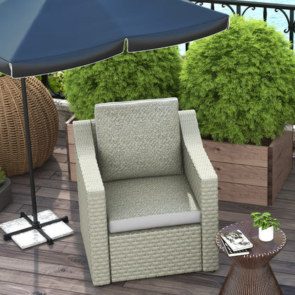 Set of 2 Outdoor Seat Cushion with Fabric and PE Rattan Cover, Grey