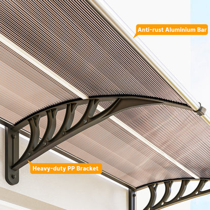 Door Canopy Outdoor Awning Rain Shelter for Window Porch, Brown