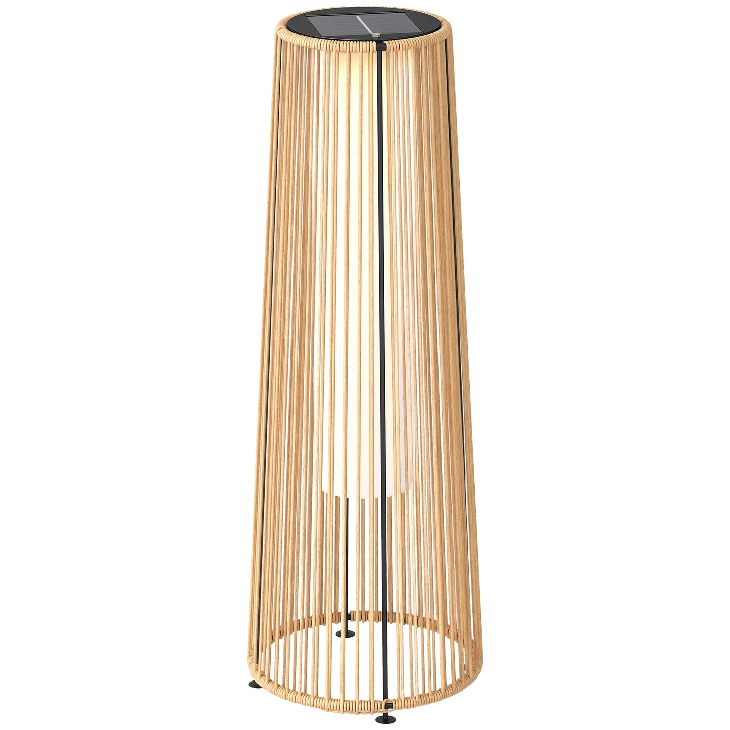 Garden Solar Powered Lights Woven Wicker Lantern Auto On/Off, Beige