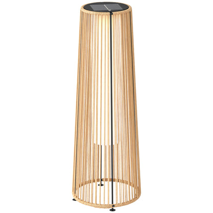 Garden Solar Powered Lights Woven Wicker Lantern Auto On/Off, Beige