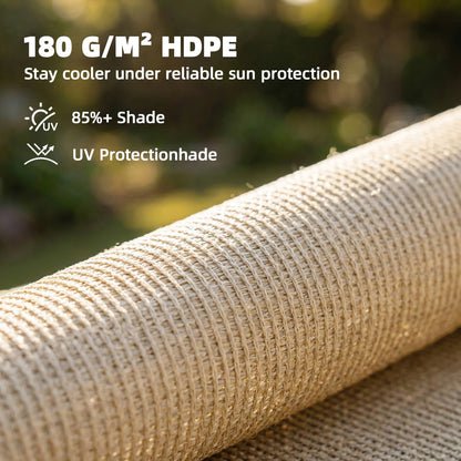Sun Shade Sail, 3 x 3.6 m Rectangle Sunscreen Awning Canopy with Stainless Steel Eyelets and Bungee Cords, UV Protection Shade Sail  for Outdoors, Garden, Patio, Beige