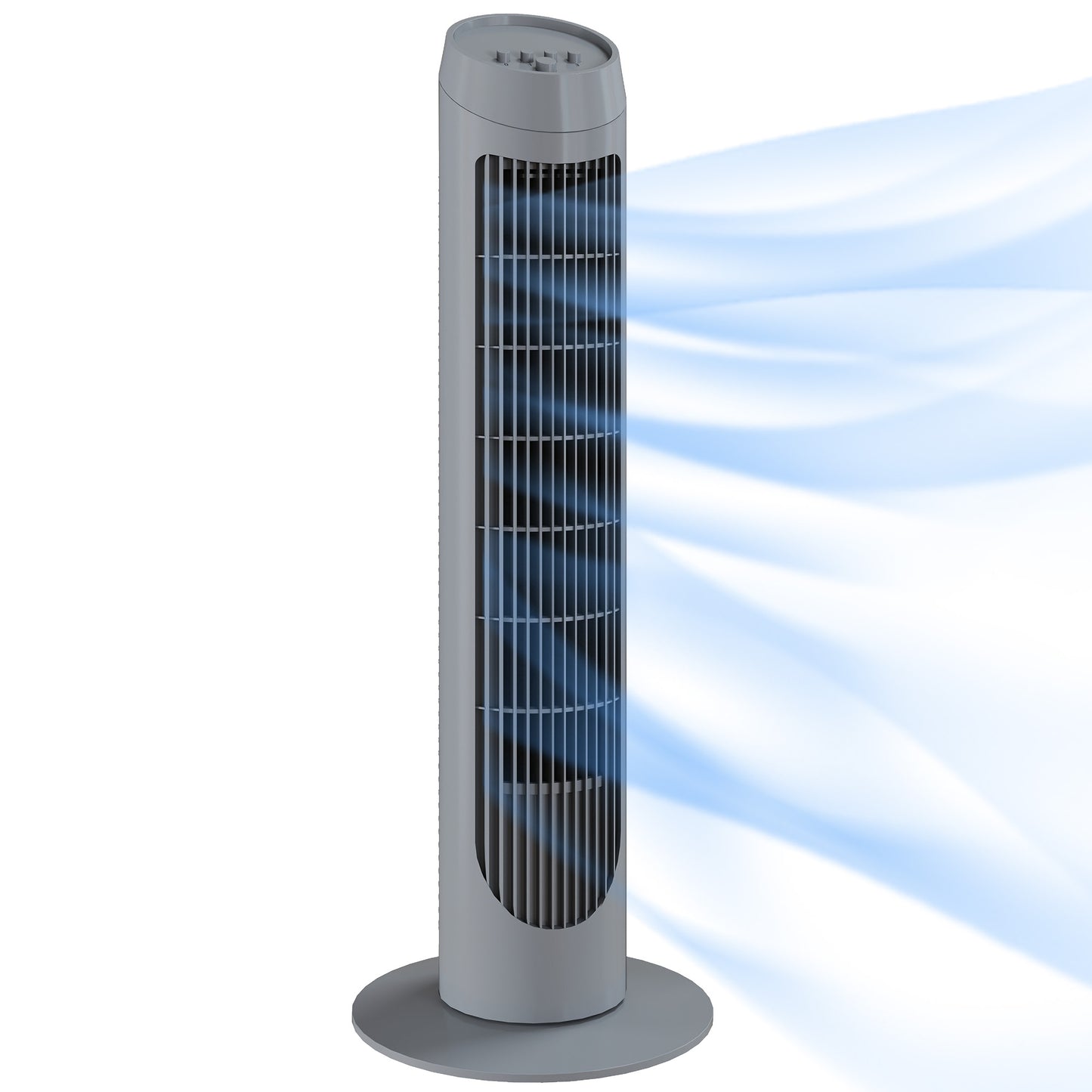 75cm Tower Fan Noise Reduction Wind 3-Level Cool ABS Indoor Grey