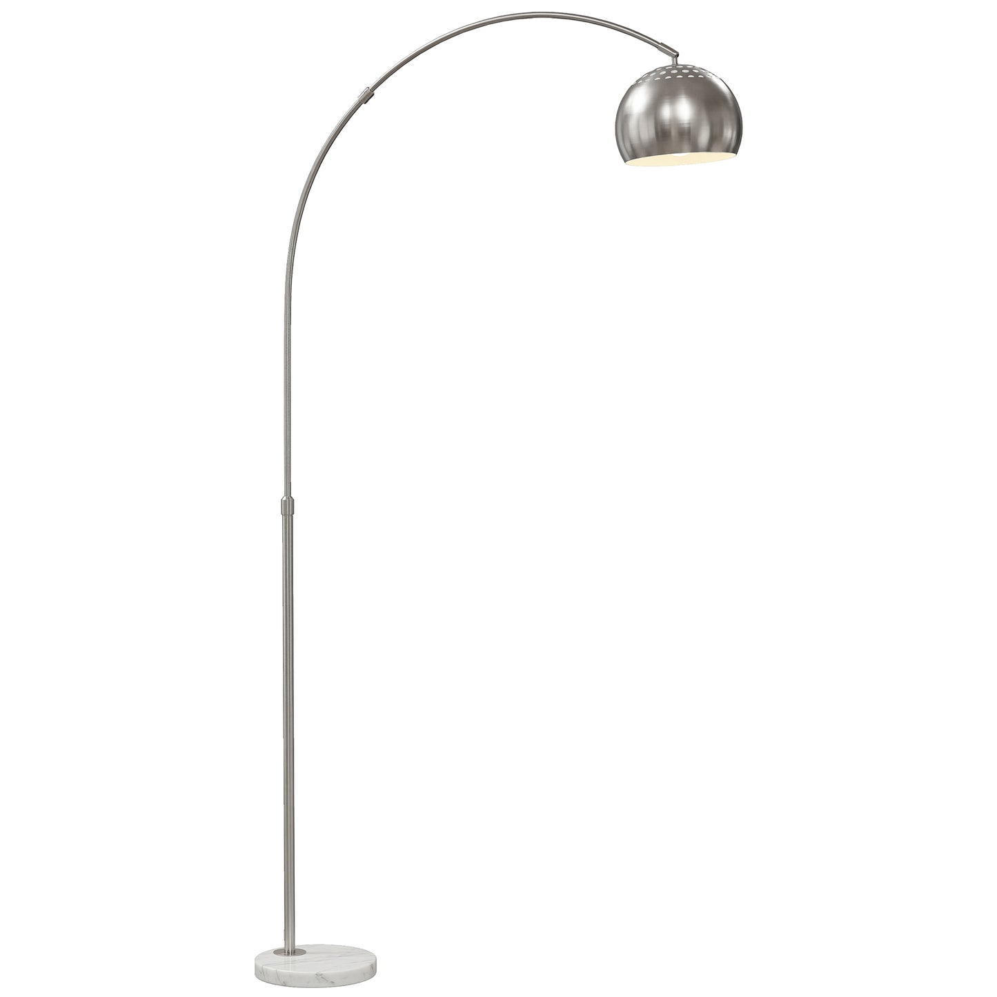 Arc Floor Lamp for Living Room, Free Standing Tall Lamp, Silver Tone