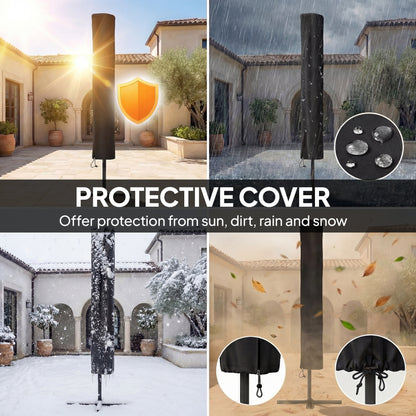 3 x 2 m Garden Parasol Umbrella with Light, Outdoor Patio Umbrella