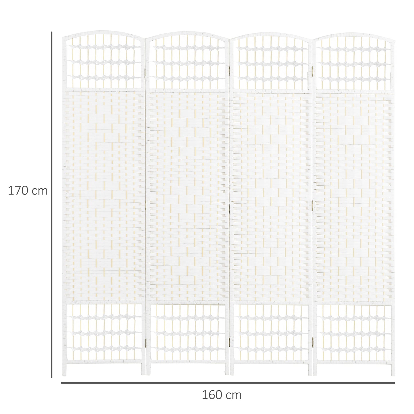 4 Panel Folding Room Divider, 170cm Freestanding Privacy Screen, White
