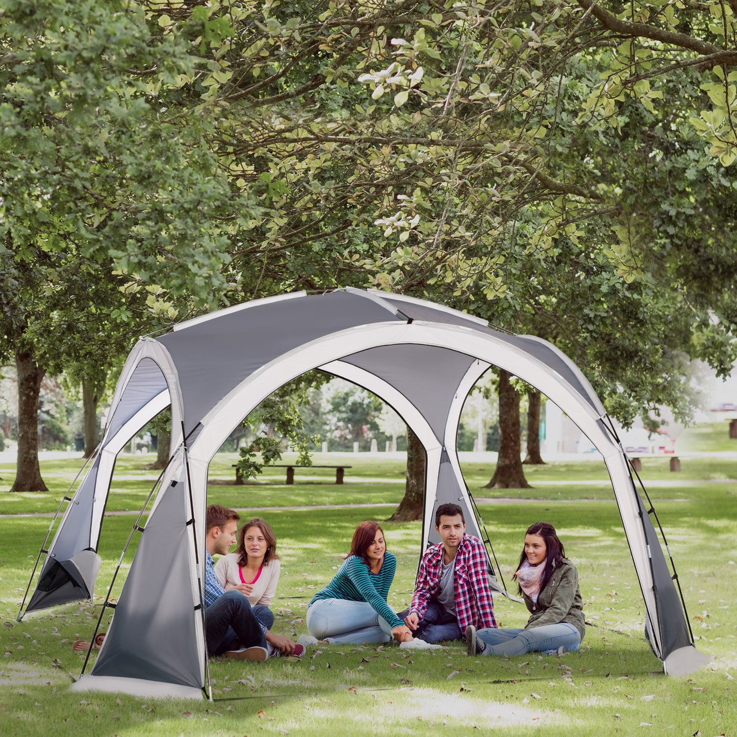 Dome Tent for 6-8 Person Camping Tent w/ Zipped Mesh Doors Lamp Hook