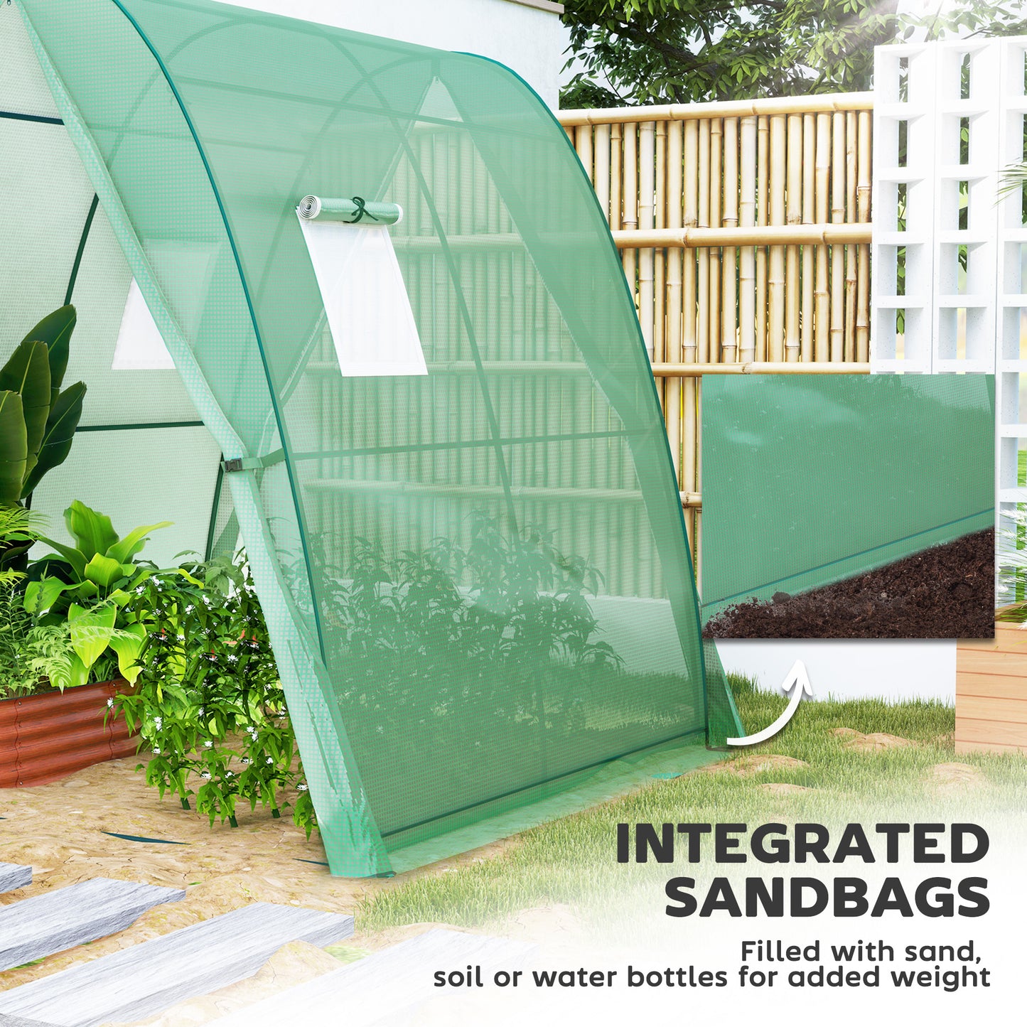 Portable Greenhouse Gardening Plant Hot House with 2 Doors, Green