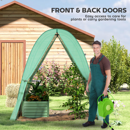 Portable Greenhouse Gardening Plant Hot House with 2 Doors, Green