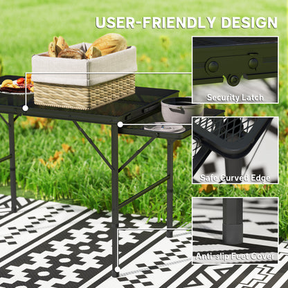 4.5ft Portable Folding Table, Height Adjustable Metal Picnic Table