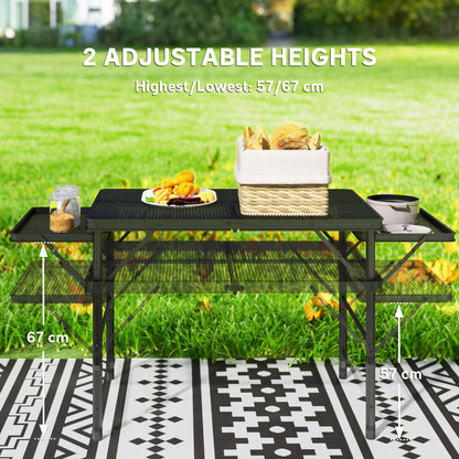 4.5ft Portable Folding Table, Height Adjustable Metal Picnic Table