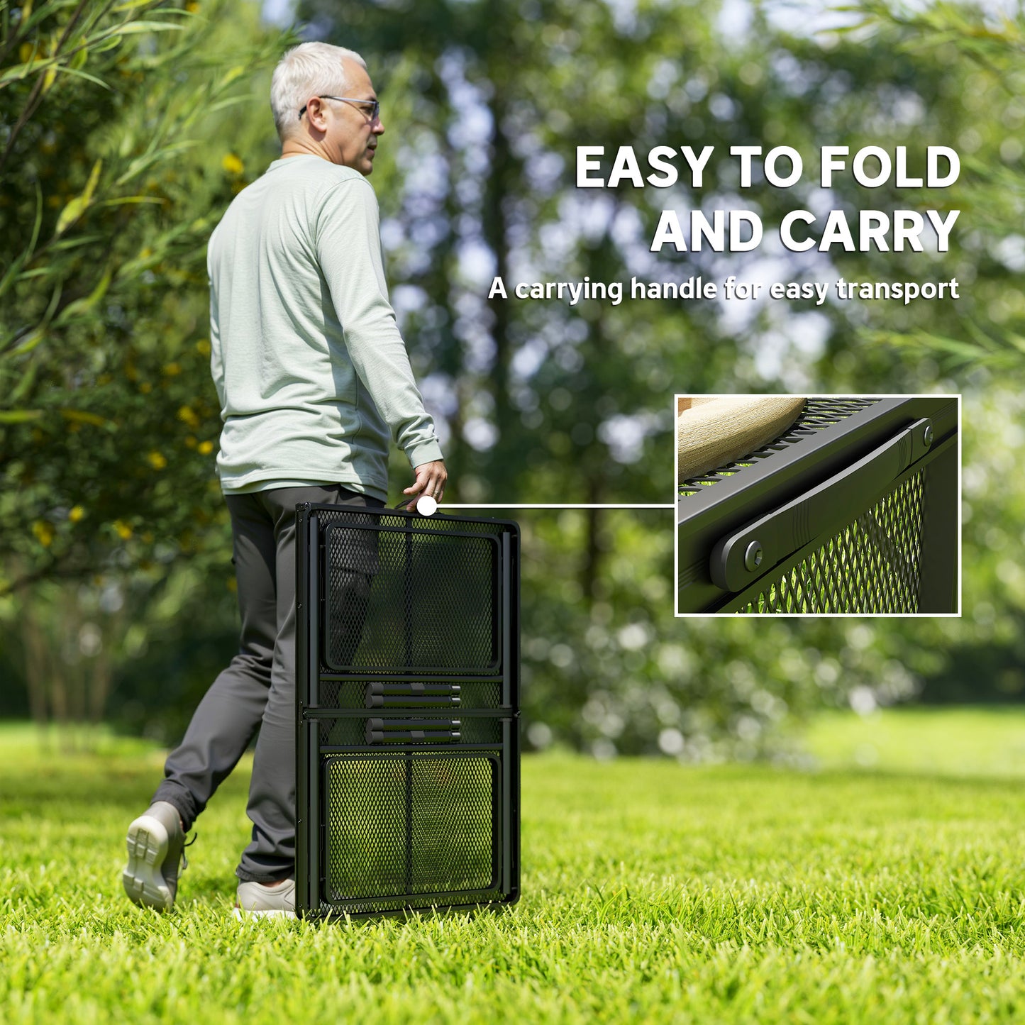 4.5ft Portable Folding Table, Height Adjustable Metal Picnic Table