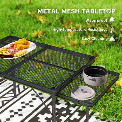 4.5ft Portable Folding Table, Height Adjustable Metal Picnic Table