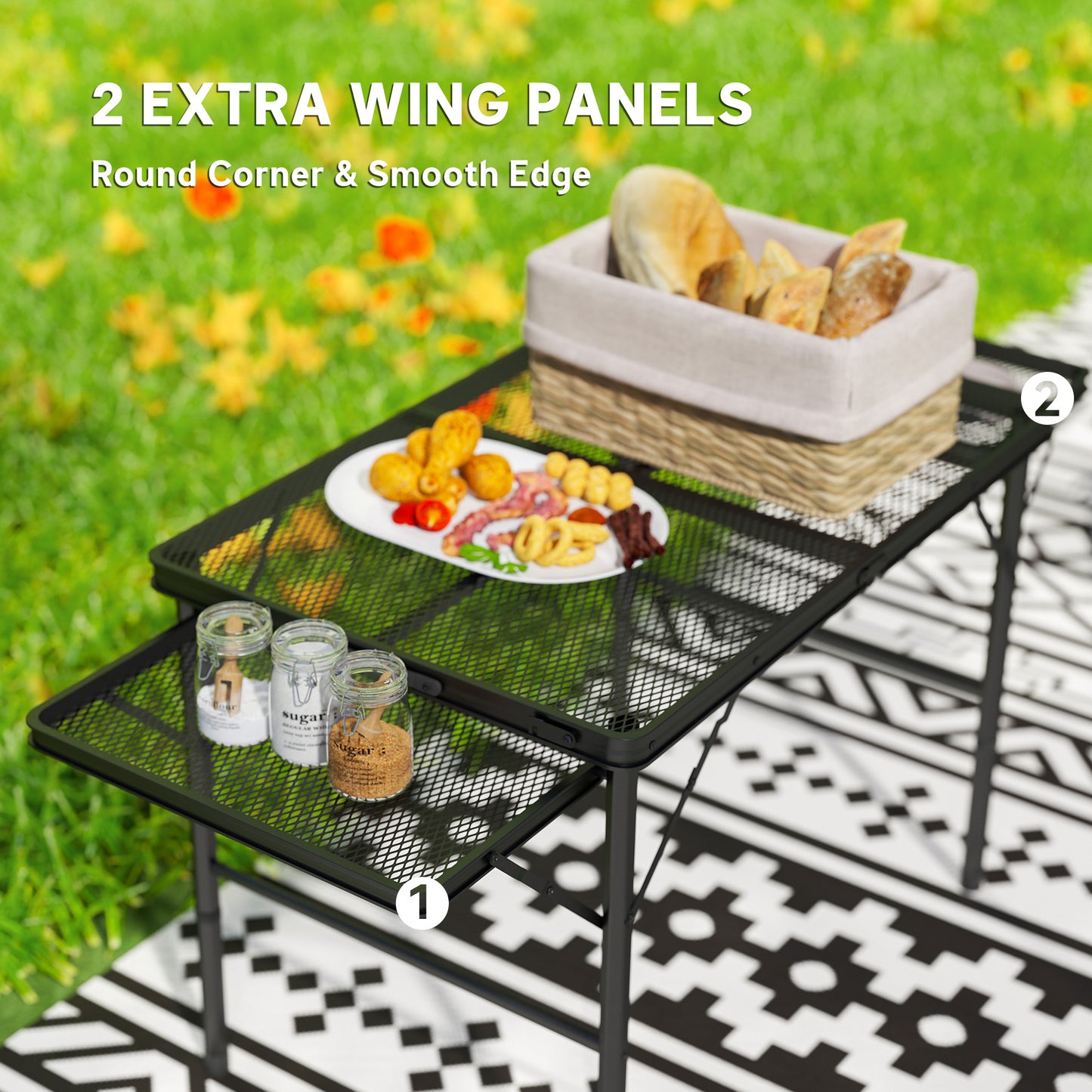 4.5ft Portable Folding Table, Height Adjustable Metal Picnic Table