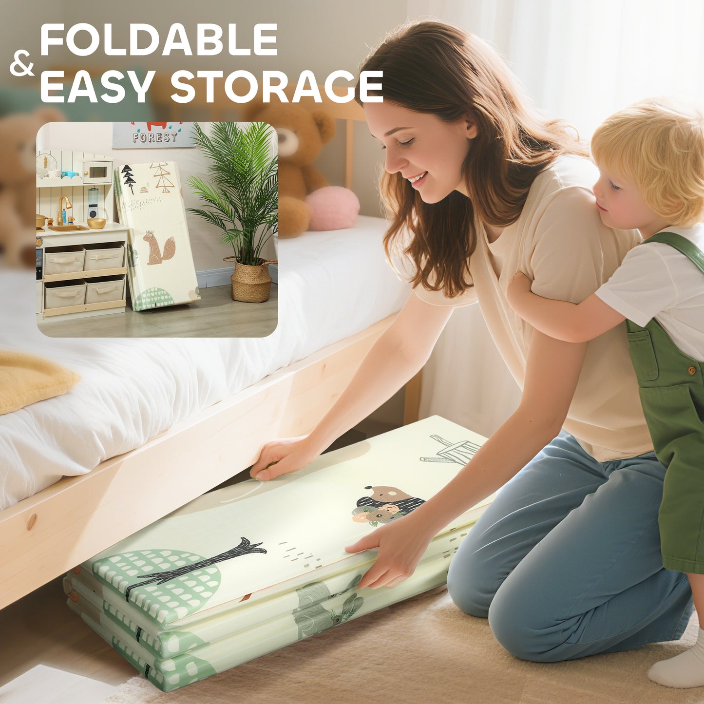 Baby Play Mat, Foldable Activity Playmat, Animal Theme
