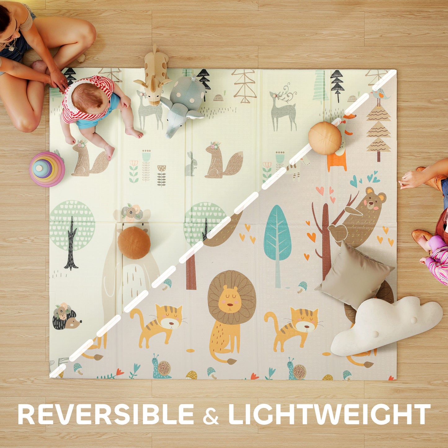 Baby Play Mat, Foldable Activity Playmat, Animal Theme