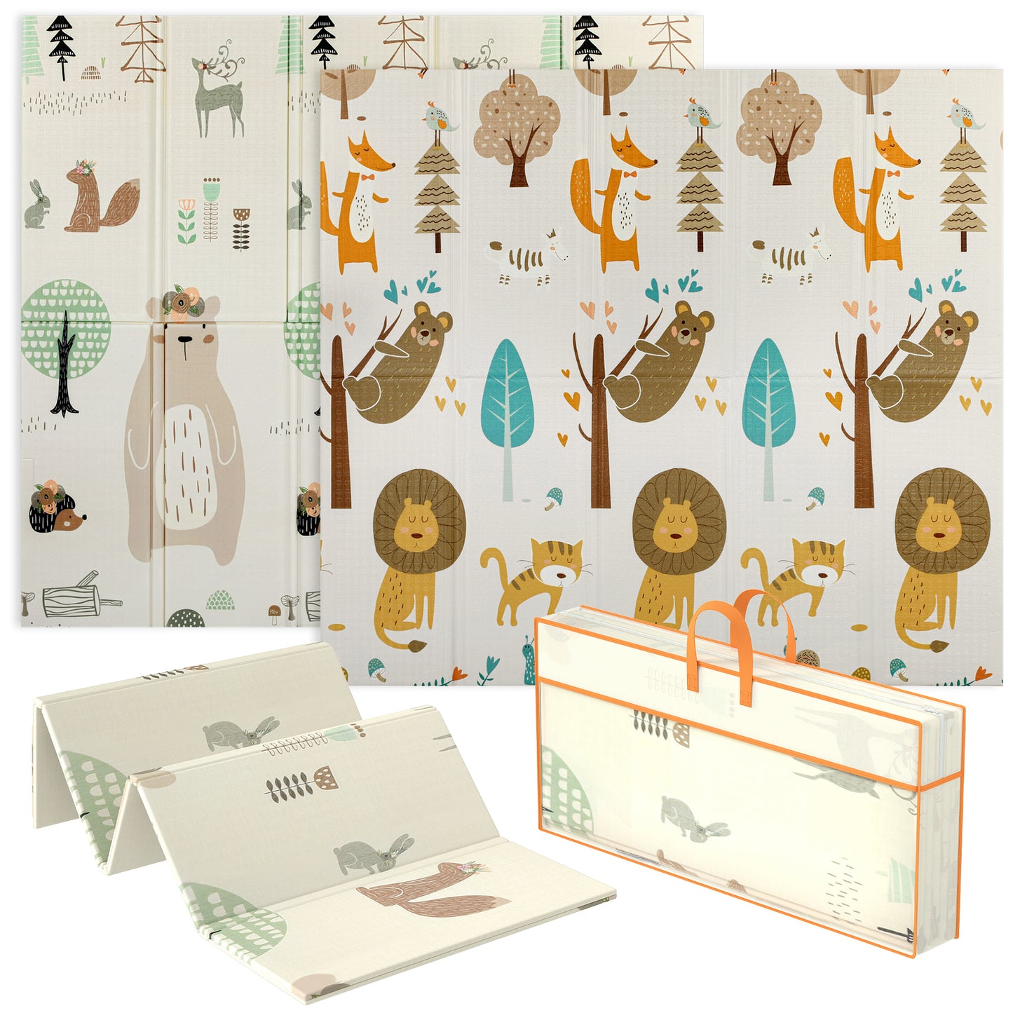 Baby Play Mat, Foldable Activity Playmat, Animal Theme