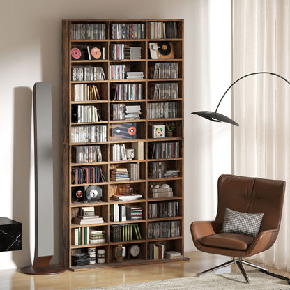 DVD CD Media Storage Rack, Video Display Unit, Rustic Brown