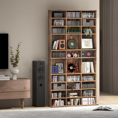 DVD CD Media Storage Rack, Video Display Unit, Rustic Brown