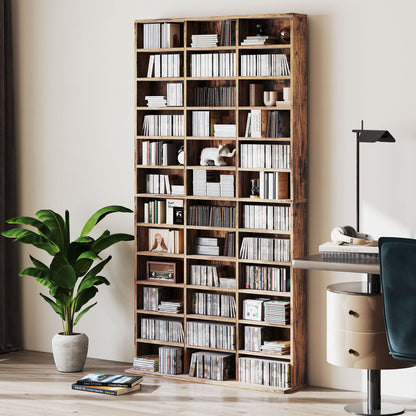 DVD CD Media Storage Rack, Video Display Unit, Rustic Brown