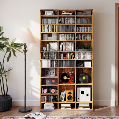 DVD CD Media Storage Rack, Video Display Unit, Rustic Brown