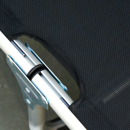 Folding Outdoor Reclining Sun Lounger Chair Aluminium Frame Black