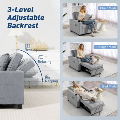 3-in-1 Sofa Bed, Convertible Sleeper Chair with Adjustable Backrest