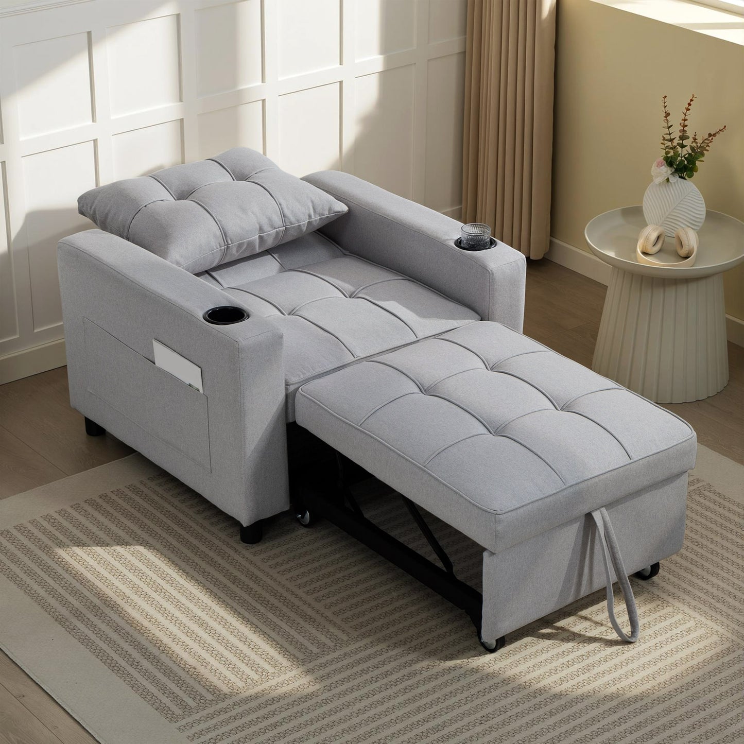 3-in-1 Sofa Bed, Convertible Sleeper Chair with Adjustable Backrest