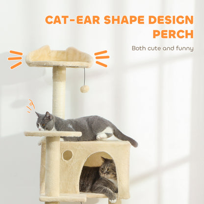 180cm Cat Tree Tower with Sisal Scratching Posts, Condos, Beige