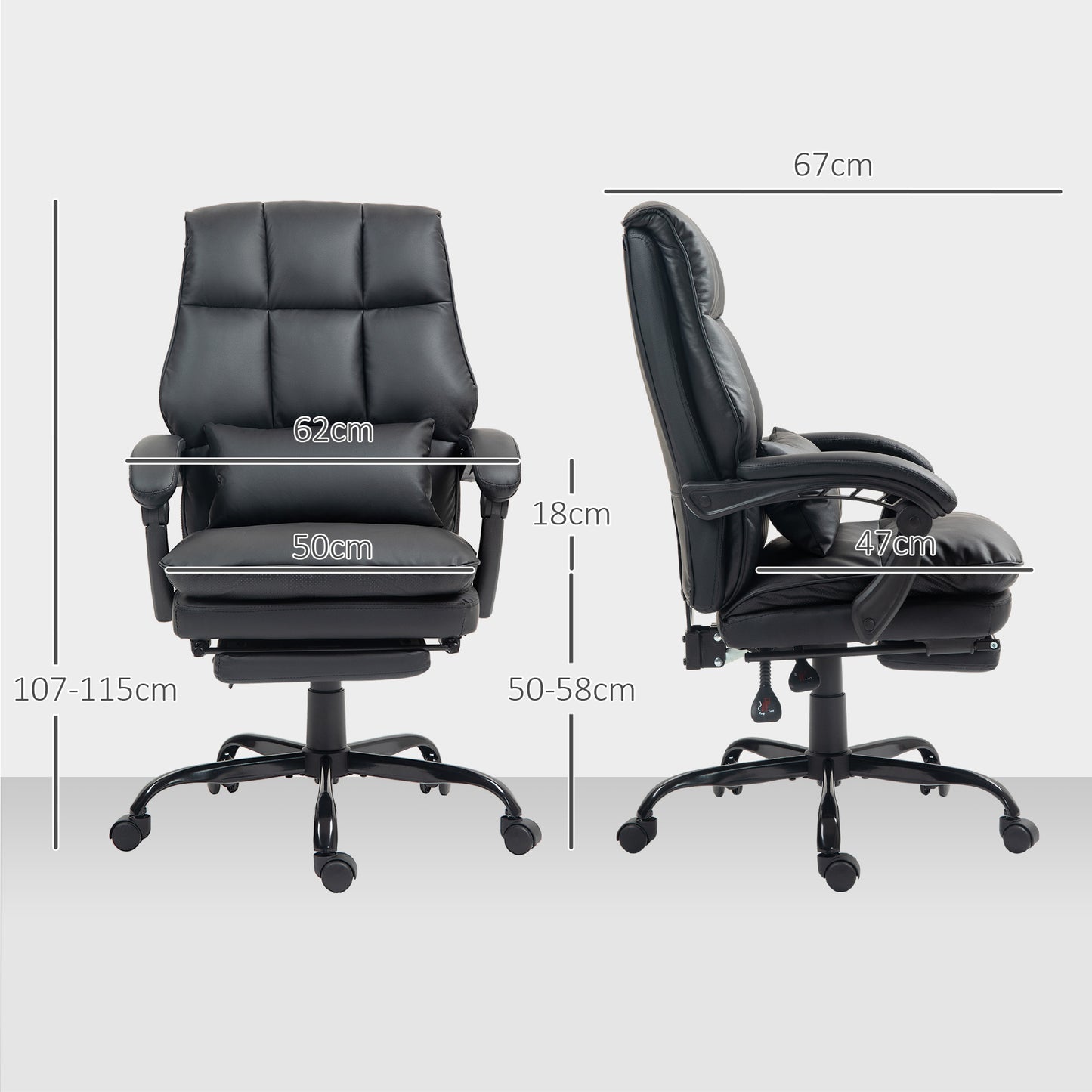 Executive Office Chair, PU Leather Desk Chair with Armrests Black
