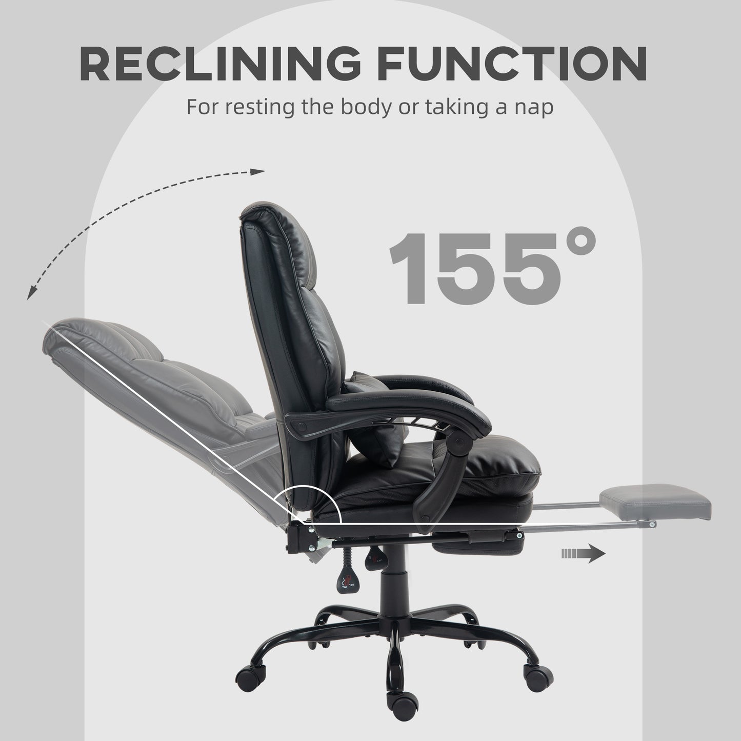Executive Office Chair, PU Leather Desk Chair with Armrests Black