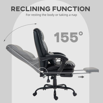 Executive Office Chair, PU Leather Desk Chair with Armrests Black