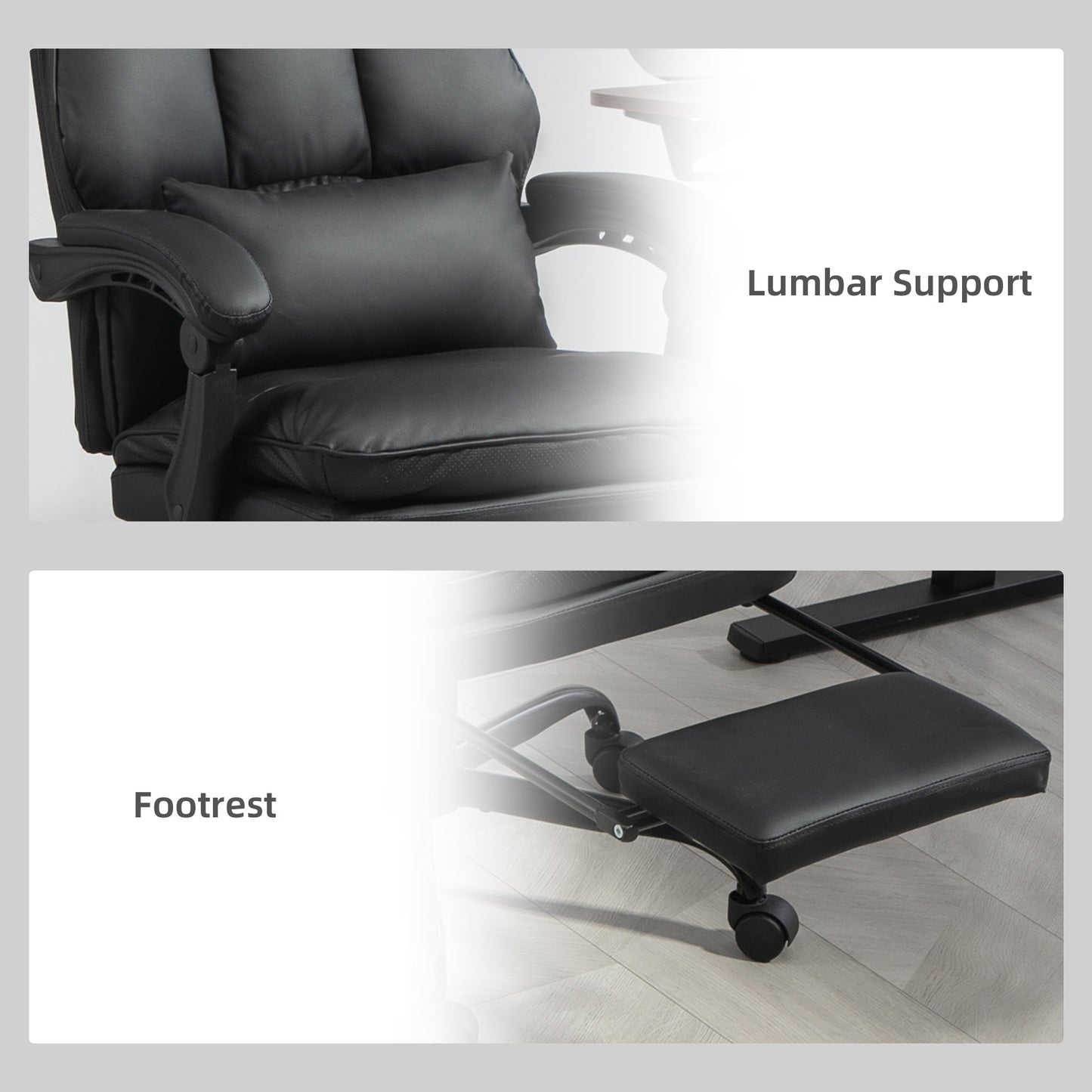 Executive Office Chair, PU Leather Desk Chair with Armrests Black